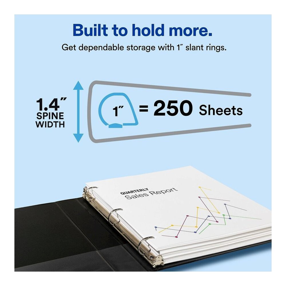 Avery&reg; Showcase Economy View Binder - 1" Binder Capacity - Letter - 8 1/2" x 11" Sheet Size - 175 Sheet Capacity - Fastener: Round Ring - Pocket: 2, Inside Front & Back - White - 14.72 oz - Rivet,. Picture 7