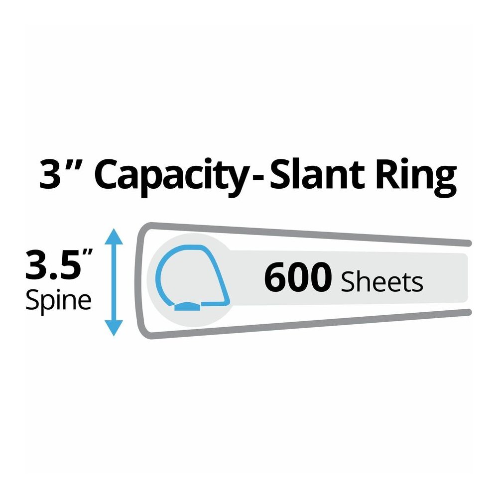 Avery&reg; Durable Binder - DuraHinge - 3" Binder Capacity - Letter - 8 1/2" x 11" Sheet Size - 600 Sheet Capacity - 3 Ring - Fastener: Slant D-Ring - Pocket: 2, Internal - Black - 1.98 lb - Recycled . Picture 7