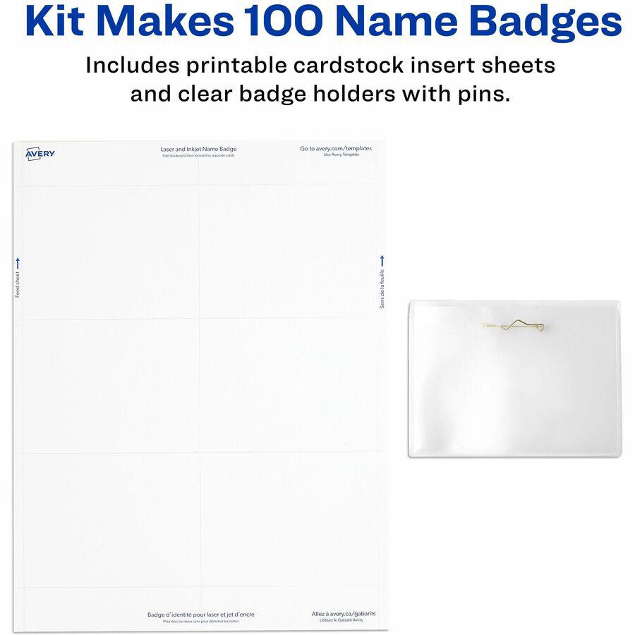 Avery&reg; Pin-Style Name Badges - Clear, White - 1 Box. Picture 10