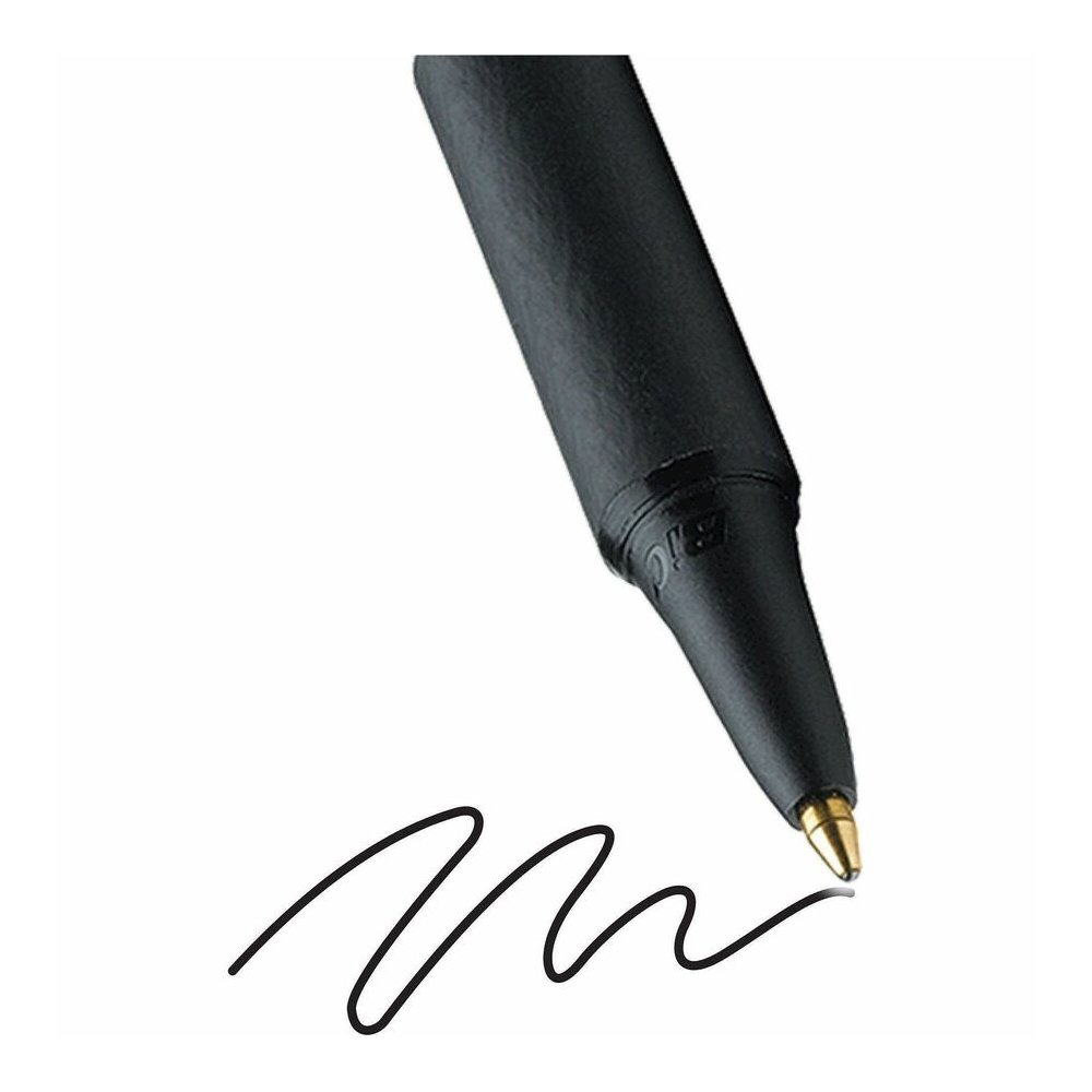 BIC SoftFeel Retractable Ball Pens - Retractable - Black Ink - Black Rubber Barrel - 1 Dozen. Picture 6