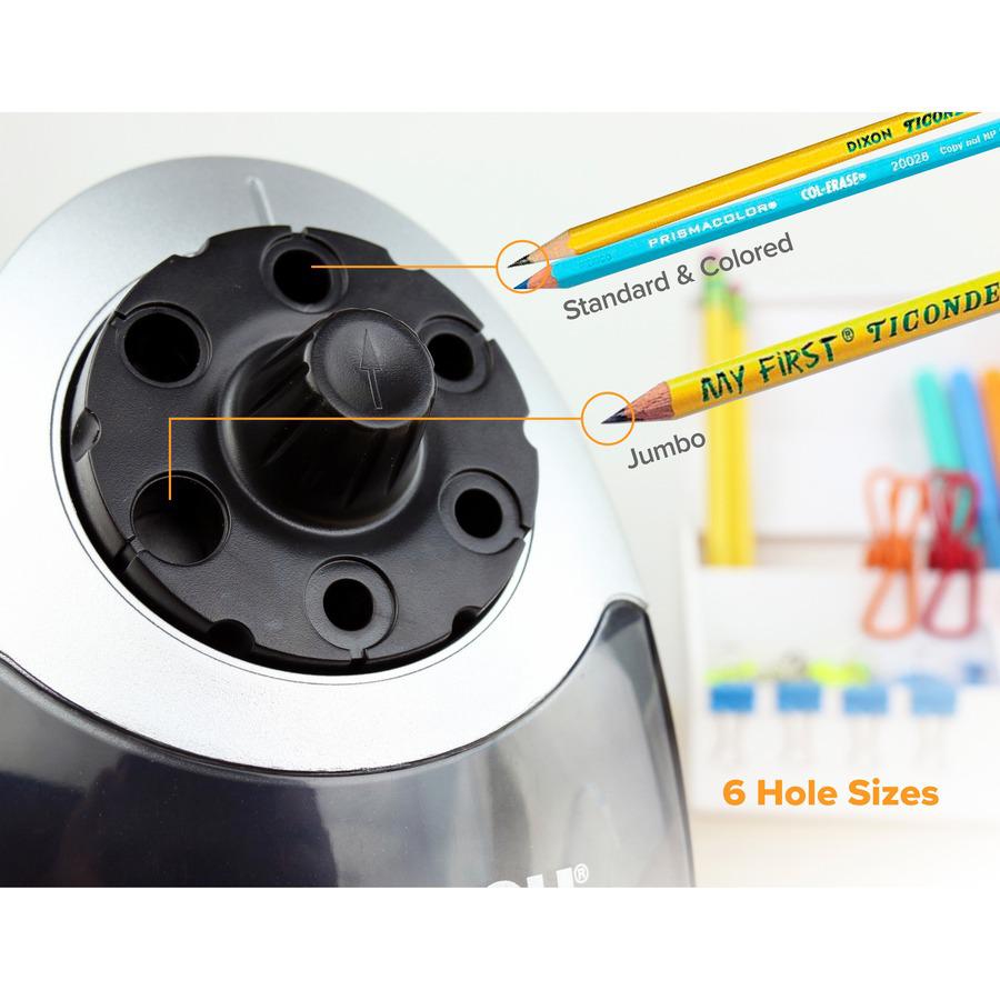 Bostitch Super Pro 6 Commercial Pencil Sharpener - Desktop - 6 Hole(s) - 7.5" Height x 5" Width x 9" Depth - Gray, Black - 1 Each. Picture 6