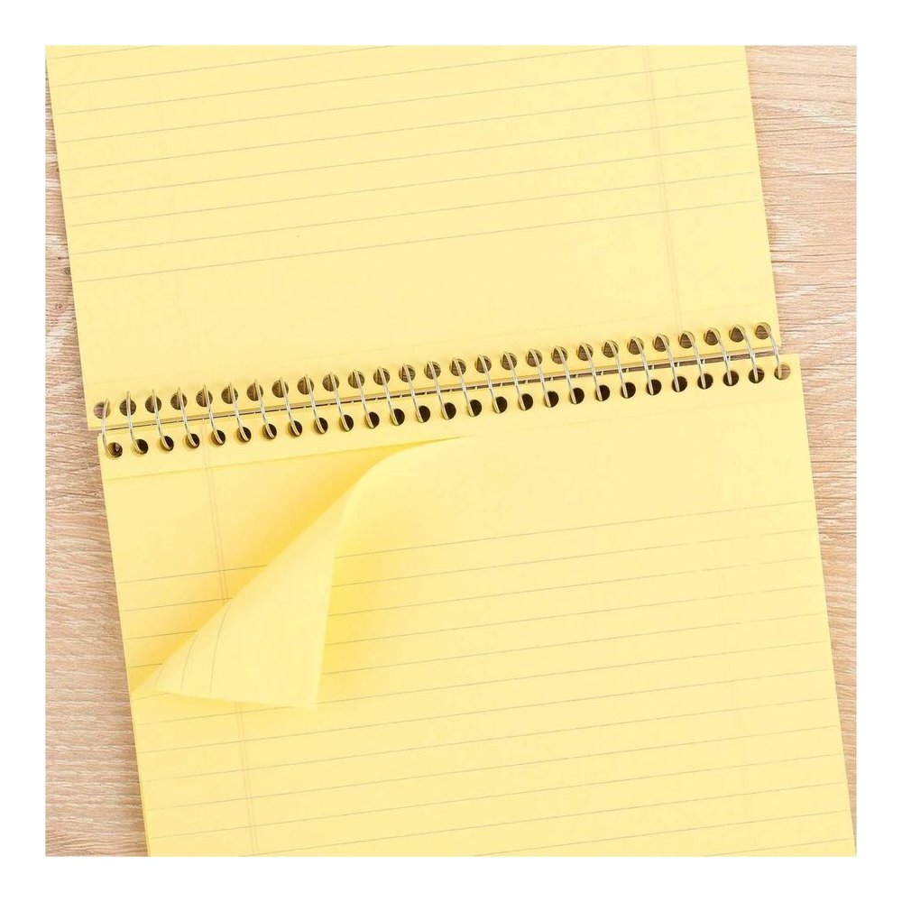 Mead Premium Wirebound Legal Pads - 70 Sheets - Spiral - 20 lb Basis Weight - 8 1/2" x 11 3/4" Sheet Size - Canary Paper - Navy Board Cover - Heavyweight, Micro Perforated, Spiral Lock, Stiff-back - 1. Picture 10