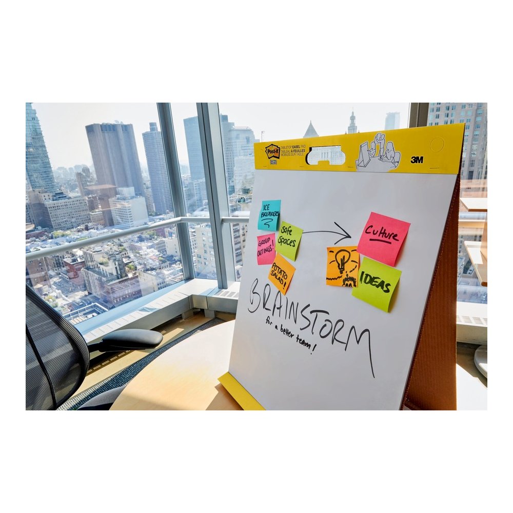 Post-it&reg; Tabletop Easel Pads - 20 Sheets - Plain - Stapled - 18.50 lb Basis Weight - 20" x 23" Sheet Size - White Paper - Cardboard Cover - Resist Bleed-through, Self-adhesive, Perforated, Built-i. Picture 7