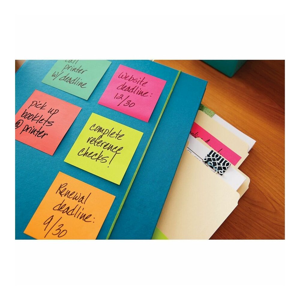 Post-it&reg; Notes - Poptimistic Color Collection - 1400 - 3" Flag/Note Width x 3" Flag/Note Length - Square - 100 Sheets per Pad - Unruled - Power Pink, Vital Orange, Aqua Splash, Guava, Acid Lime, N. Picture 7
