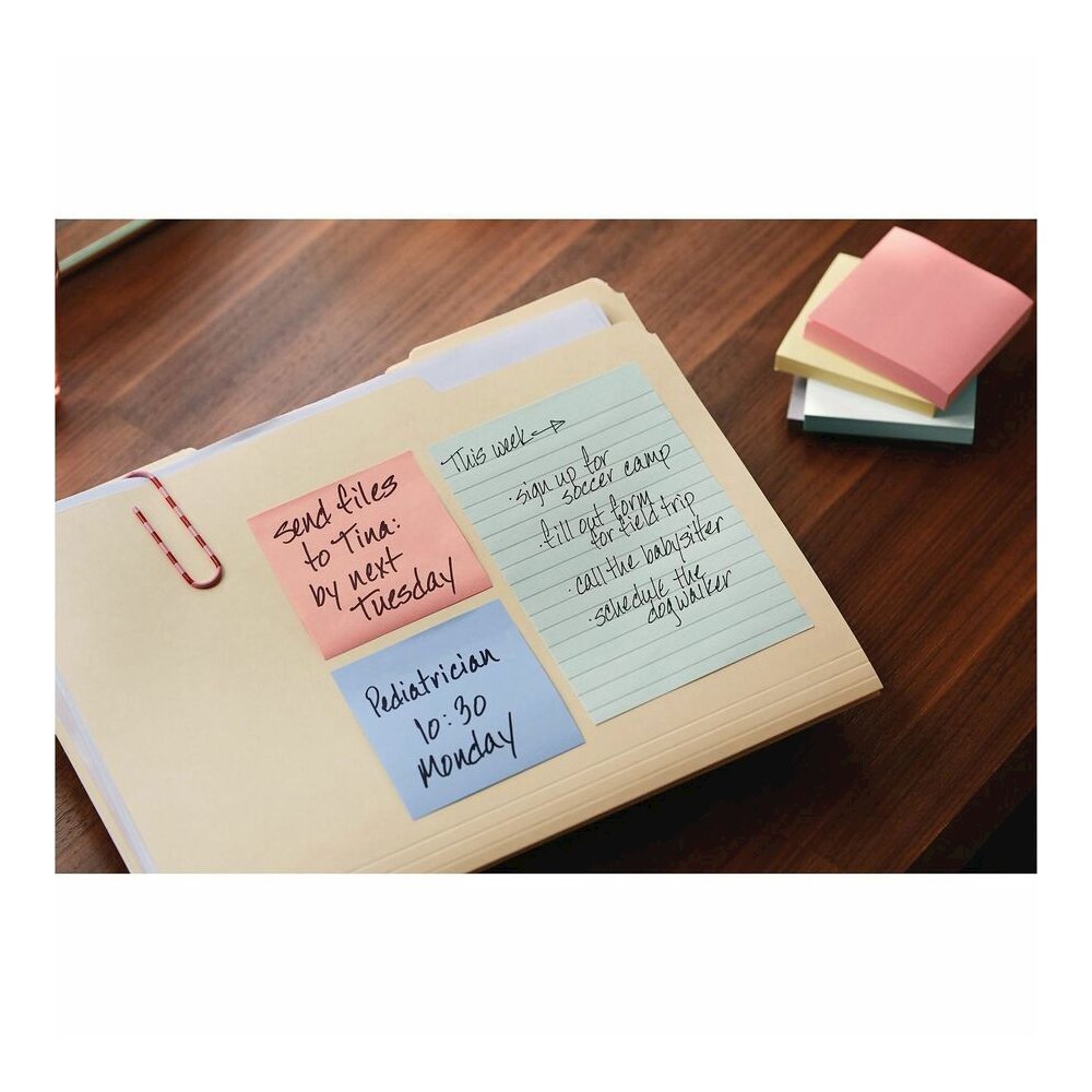 Post-it&reg; Greener Lined Notes - Sweet Sprinkles Color Collection - 500 x Assorted - 4" Flag/Note Width x 6" Flag/Note Length - Rectangle - 100 Sheets per Pad - Ruled - Positively Pink, Canary Yello. Picture 4