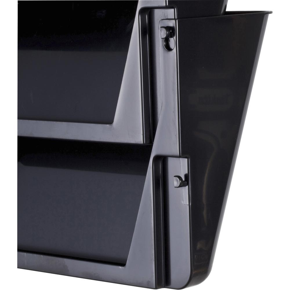 Officemate Mountable Wall File, Black, 2PK - 7" Height x 13" Width x 4.1" Depth - Black - Plastic - 2 / Box. Picture 5