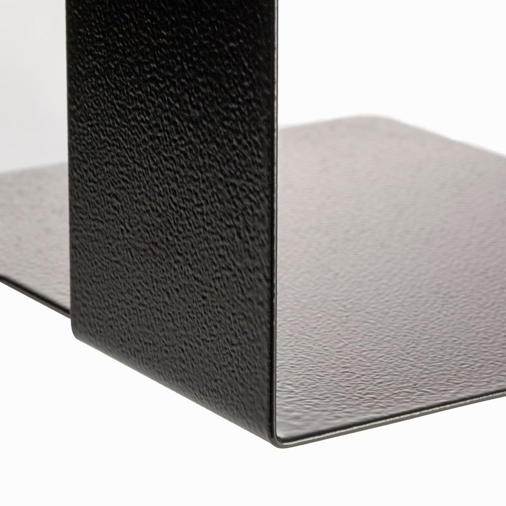 Officemate Heavy-Duty Bookends - 10" Height, Desktop - Non-skid Base, Chip Resistant, Non-slip, Scratch Resistant - Enamel - Black - Steel - 2 / Pair. Picture 2