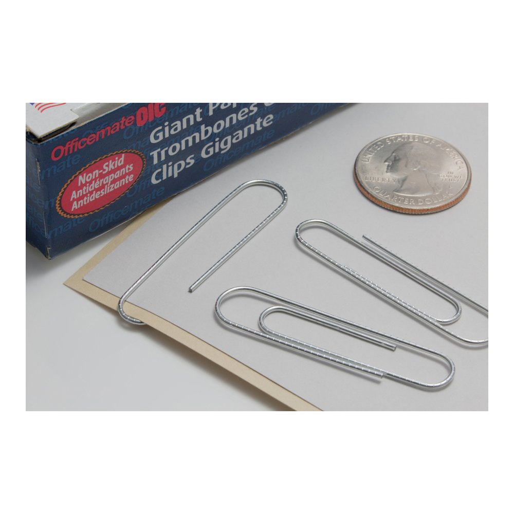 Officemate Giant Nonskid Paper Clips - Jumbo - 2" Length x 0.5" Width - Silver - Steel - 100/Box - 10 / Pack. Picture 6