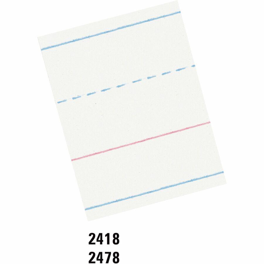 Pacon Multi-Program Handwriting Papers - 500 Sheets - 1.13" Ruled - Unruled Margin - 10 1/2" x 8" - White Paper - 500 / Ream. Picture 4