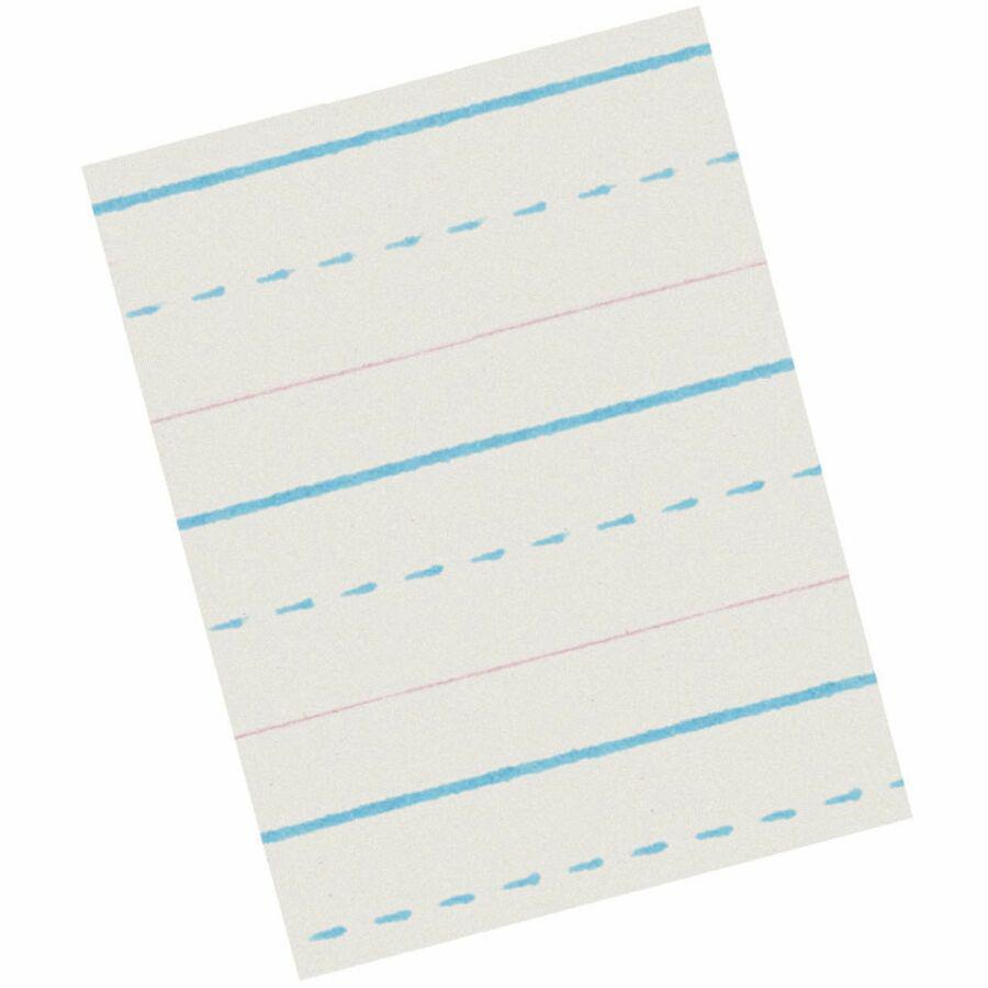 Zaner-Bloser Dotted Midline Newsprint Paper - 500 Sheets - 0.50" Ruled - Unruled Margin - 10 1/2" x 8" Sheet Size - White Paper - 1 Pack. Picture 3