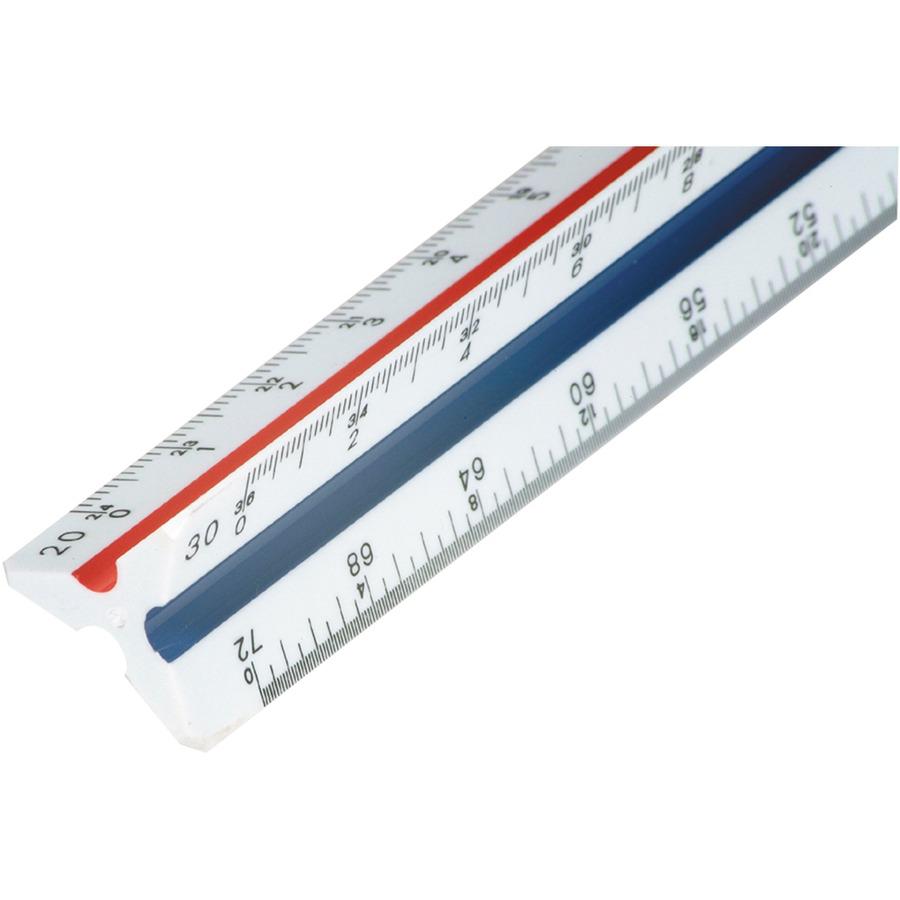 Staedtler 12" Triangular Engineer Scale - 12" Length - 10, 20, 30, 40, 50, 60 Graduations - Imperial Measuring System - Polystyrene - 1 Each - White. Picture 4
