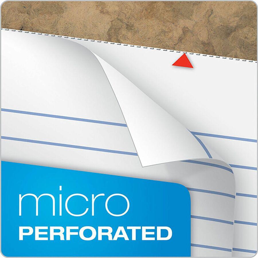 TOPS Second Nature Legal Rule Recycled Writing Pad - 50 Sheets - 0.34" Ruled - Red Margin - 15 lb Basis Weight - 8 1/2" x 11 3/4" Sheet Size - White Paper - Perforated, Resist Bleed-through, Easy Tear. Picture 9