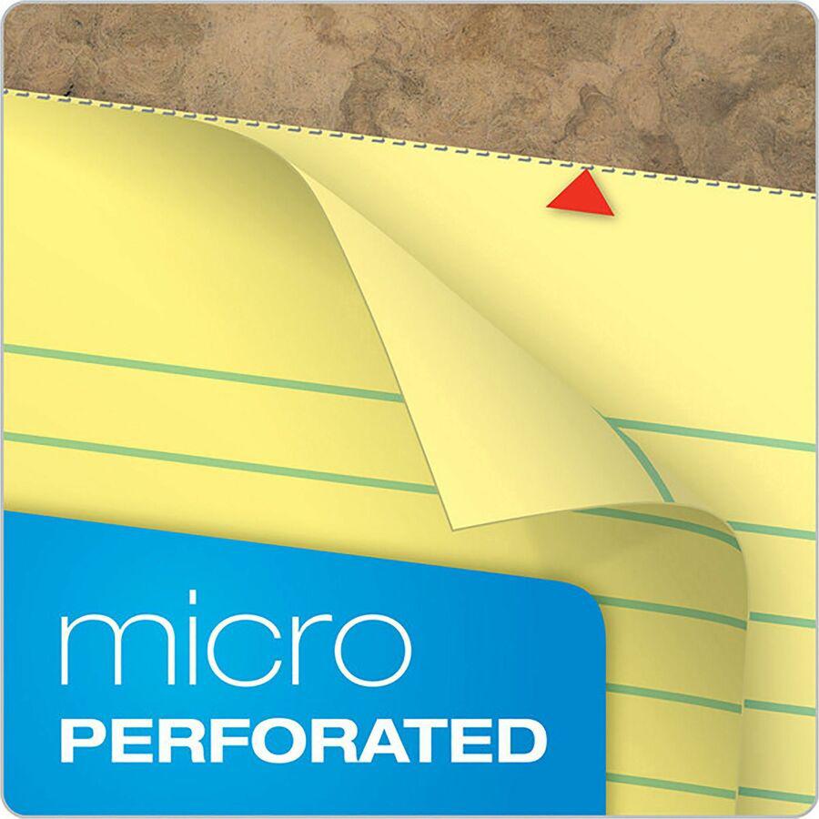 TOPS Second Nature Ruled Canary Writing Pads - 50 Sheets - 0.34" Ruled - Red Margin - 15 lb Basis Weight - 8 1/2" x 11 3/4" Sheet Size - Canary Paper - Perforated, Resist Bleed-through, Easy Tear - Re. Picture 9