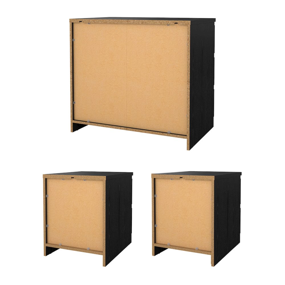 Scottsdale 3-Piece Bedroom Set - Chest And Nightstand Set Of 2, Black Woodgrain. Picture 5