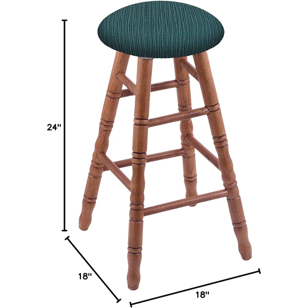 Oak Round Cushion 24" Swivel Counter Stool with Turned Legs, Medium Finish, and Graph Tidal Seat. Picture 2