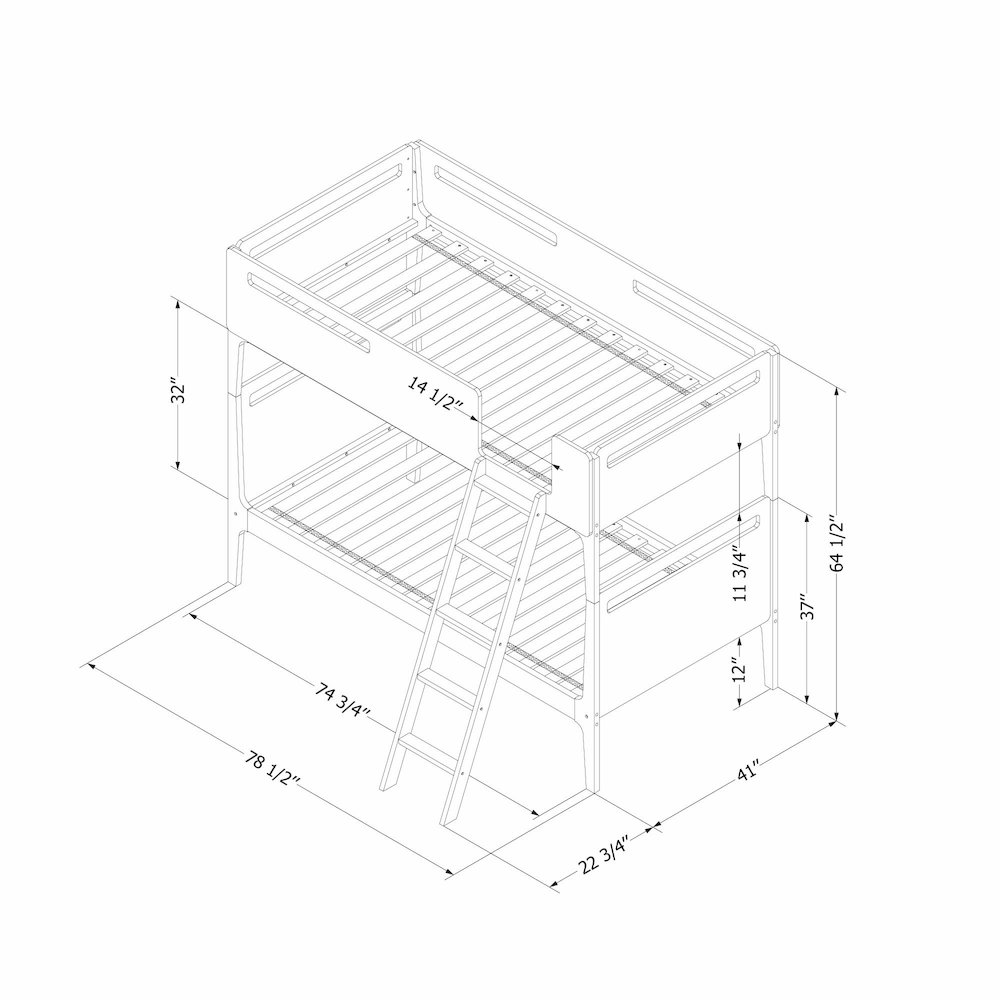 Bebble Modern Bunk Beds, Natural and Gray. Picture 6