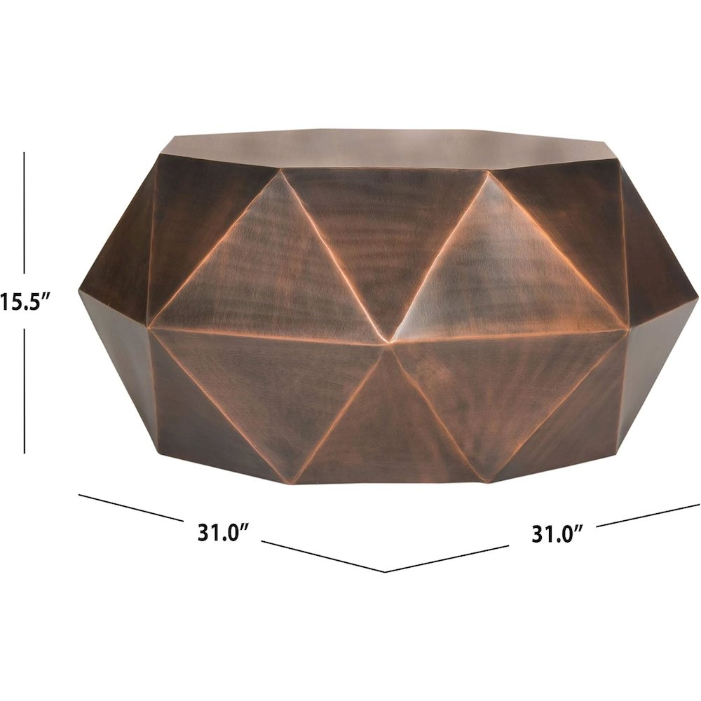 Home Collection Astrid Geometric Copper Faceted Coffee Table. Picture 2
