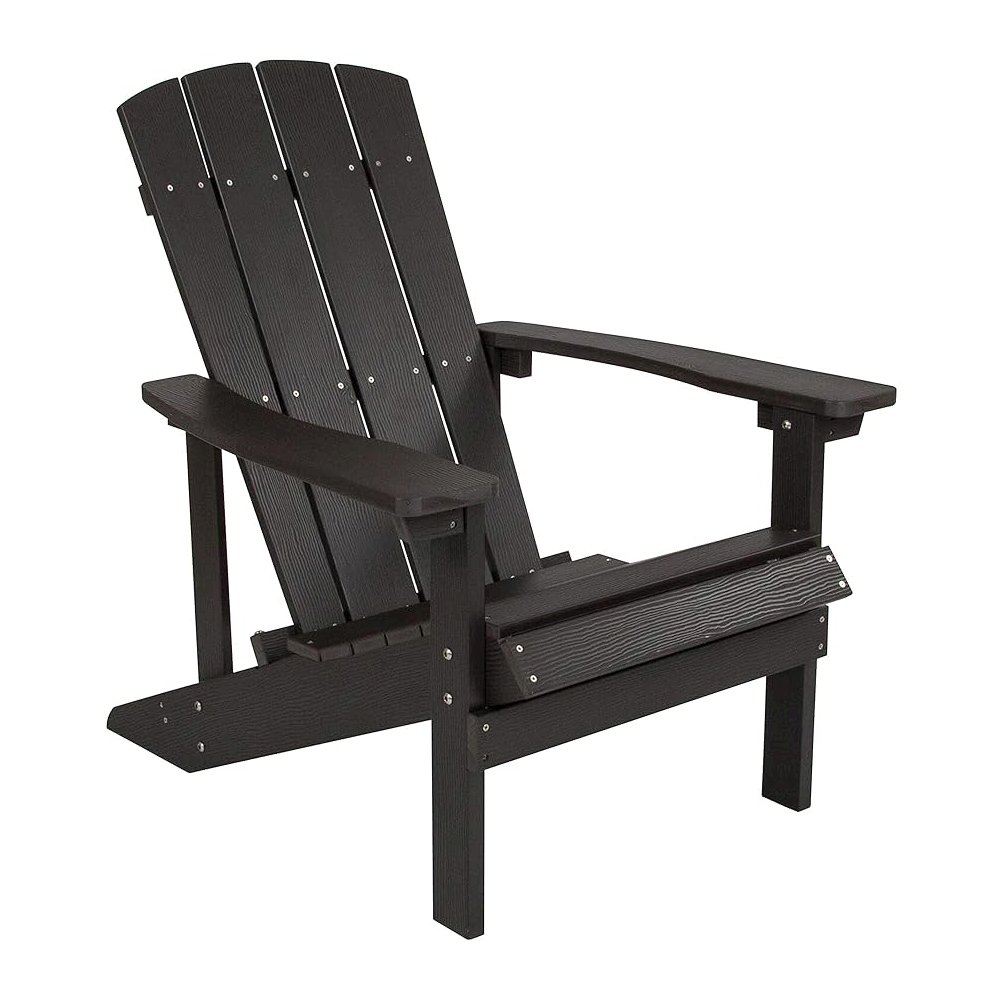 Modern All-Weather Poly Resin Wood Adirondack Chair in Black. Picture 1