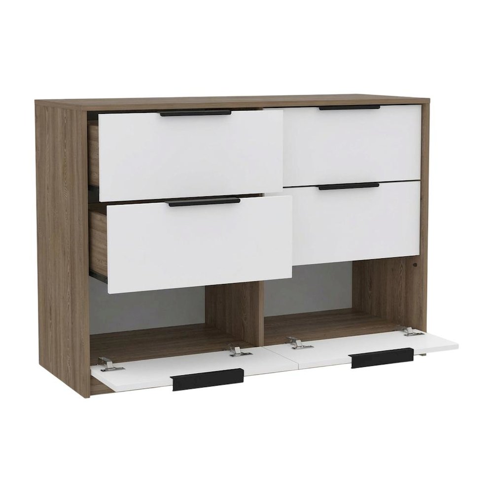 Kaia Four Drawer Double Dresser Pine / White MDF. Picture 3