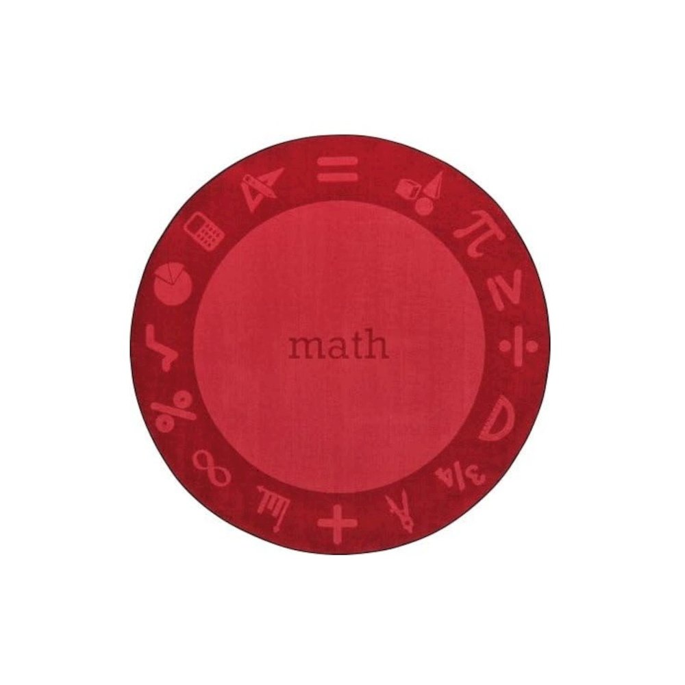 Kid Essentials STEAM 13'2" Round Area Rug in Color Math. Picture 1