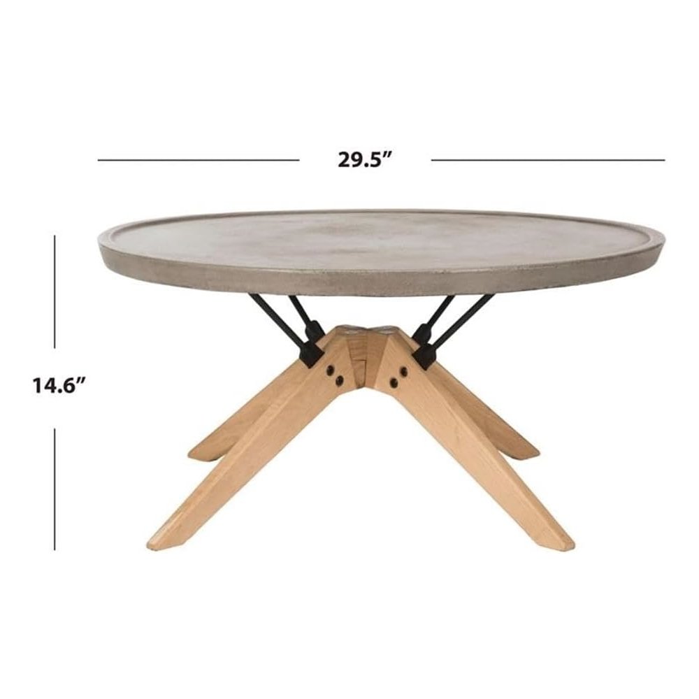 Bryson Indoor/Outdoor Modern Concrete Round 14.57-Inch H Coffee Table. Picture 5