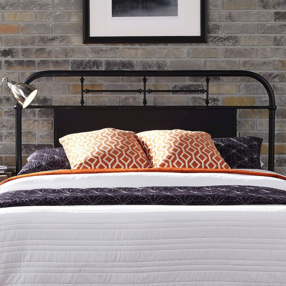 Vintage Series Queen Metal Headboard - Black in Distressed Metal. Picture 2