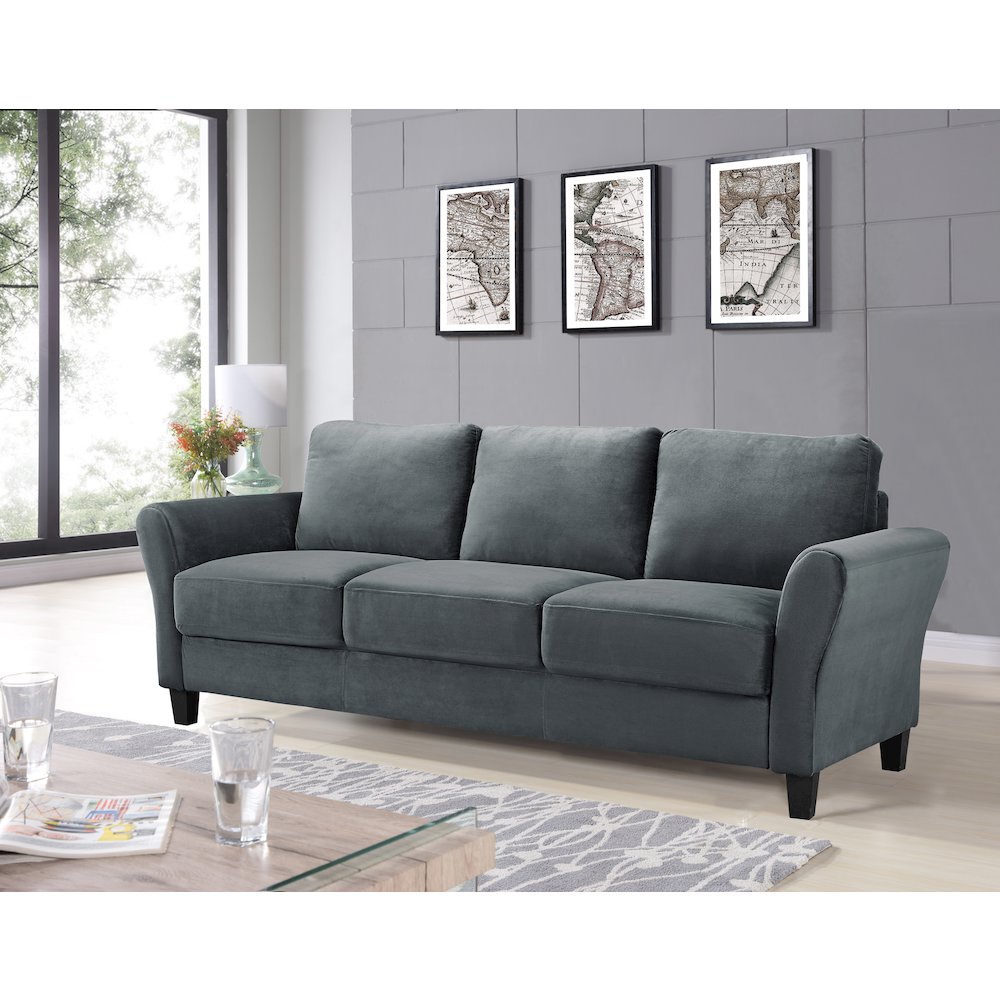 Westin Sofa Rolled Arm Dark Grey. Picture 7