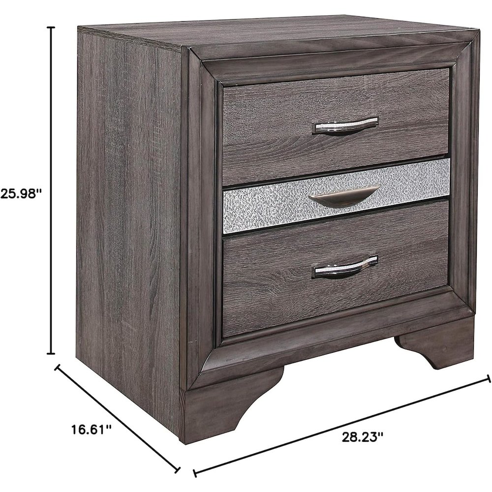 Traditional Glam Seville Grey Nightstand, Malamine Grey. Picture 2