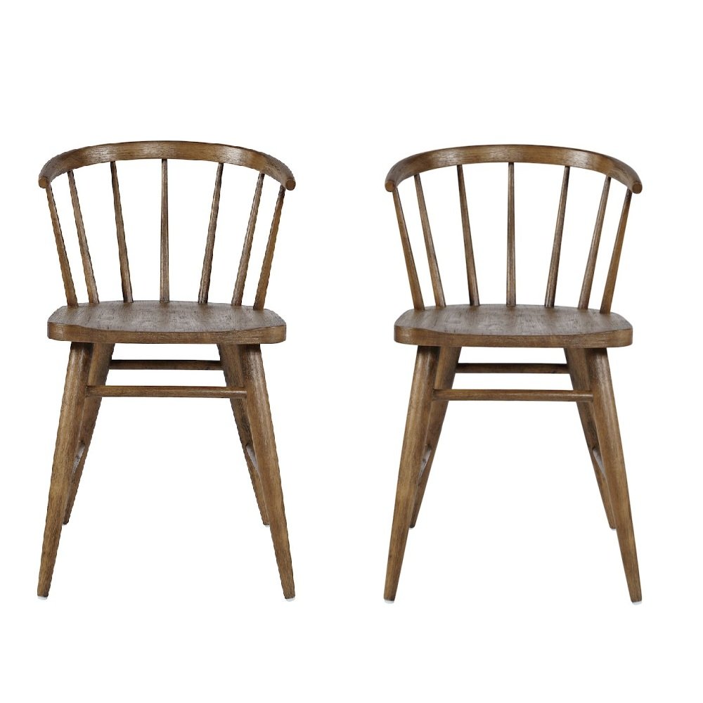 Fitz Traditional Solid Wood Curved Back Spindle Dining Chair (Set of 2). Picture 1