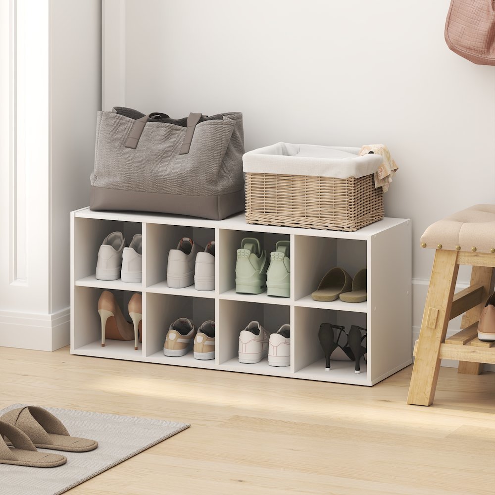 FANO Shoe Rack, 8-Cube Shoe Organizer, Stackable Shoe Storage, White. Picture 2