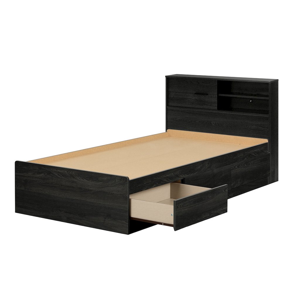 Fynn Bed and Headboard Set, Gray Oak. Picture 1