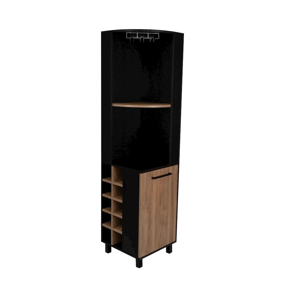 Kaia Corner Bar Cabinet Black / Pine MDF. Picture 1