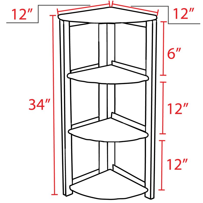 Flip Flop 34" High Corner Folding Bookcase- Mocha Walnut. Picture 5