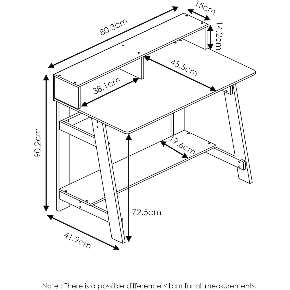 Furinno Simplistic A Frame Computer Desk, Columbia Walnut. Picture 5
