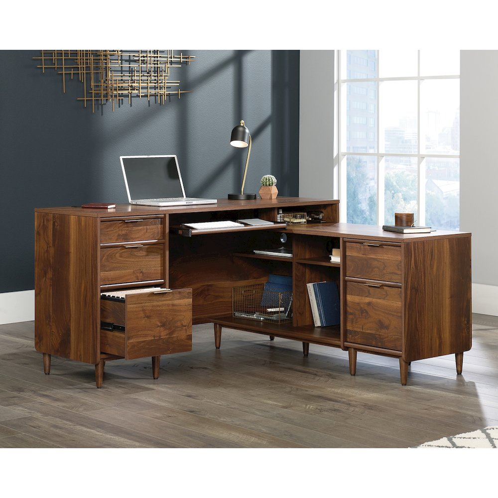 Clifford Place Commercial Office L Desk, Grand Walnut finish. Picture 3