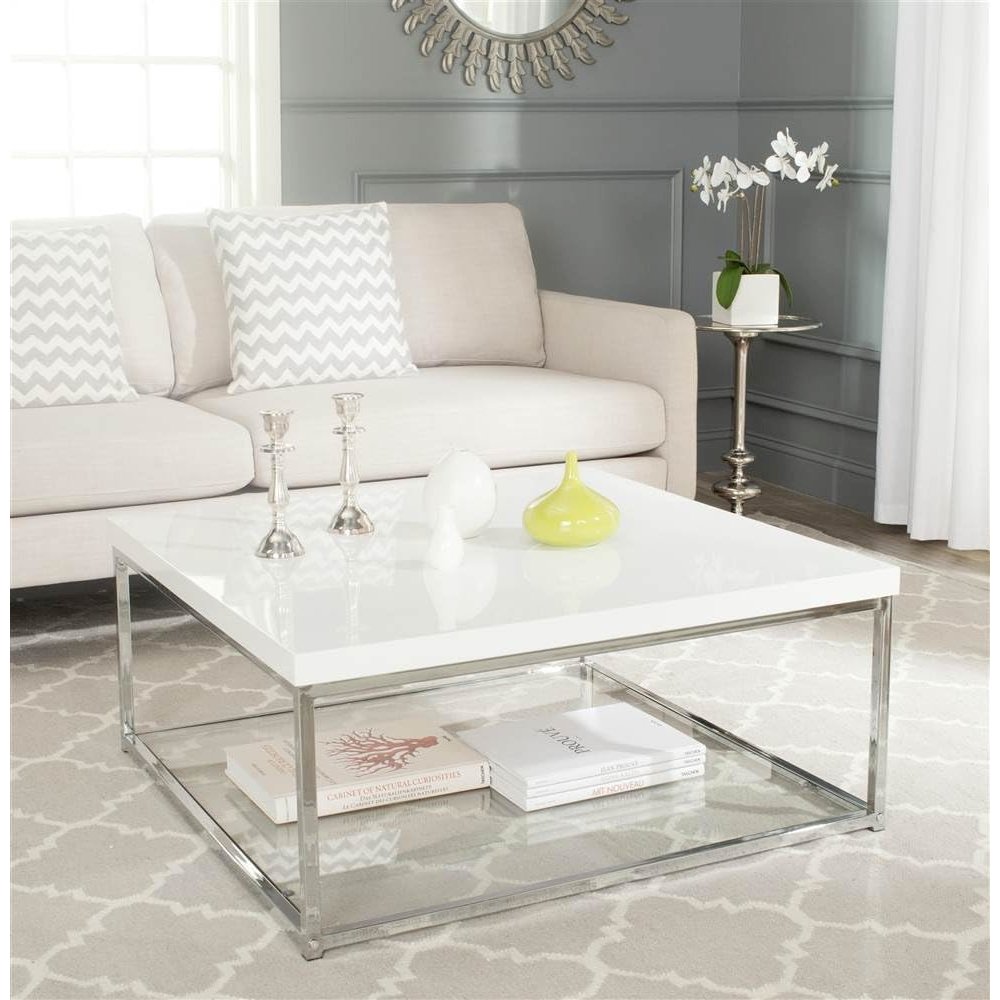 Safavieh Home Malone Glam White and Chrome Coffee Table. Picture 4