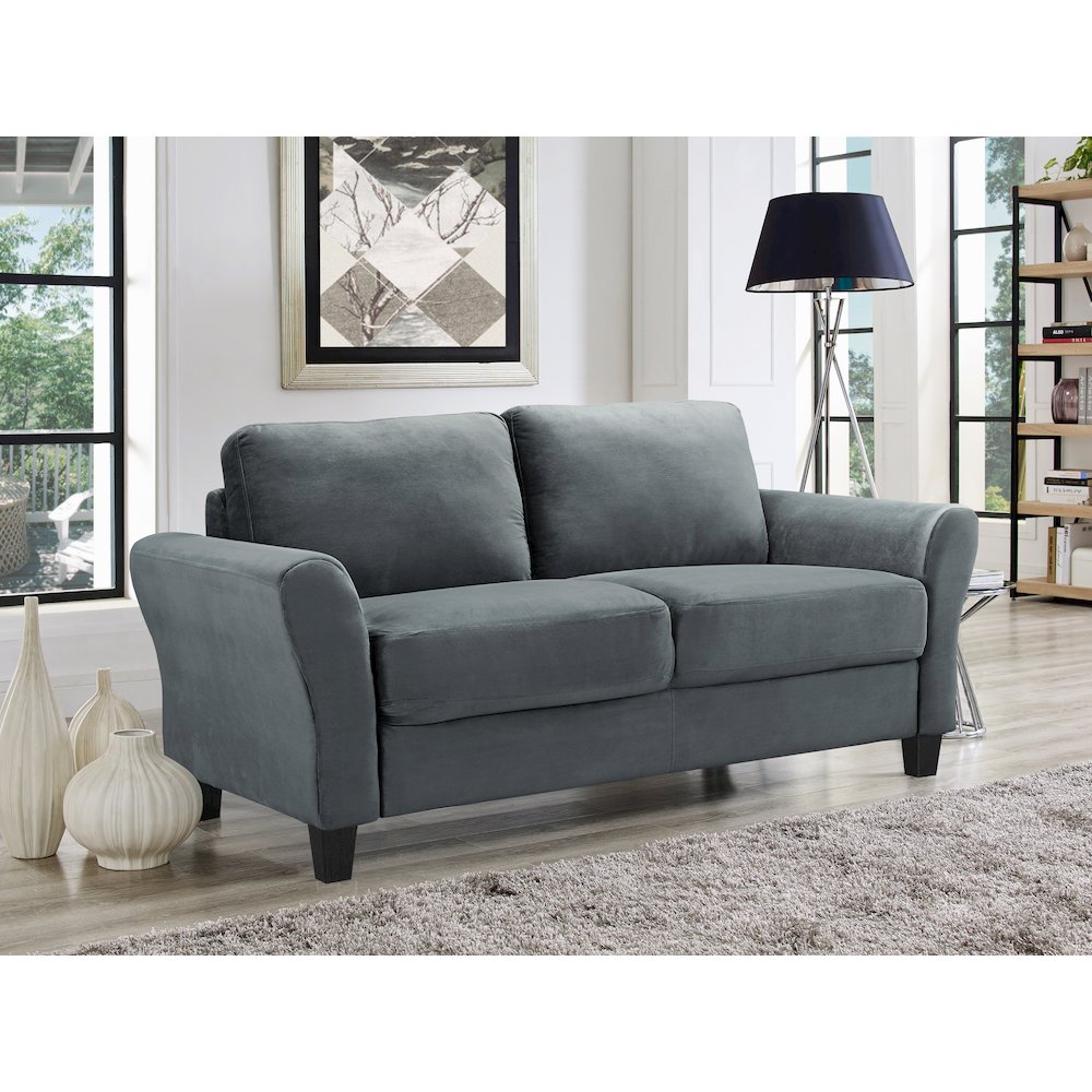 Westin Loveseat Rolled Arm Dark Grey. Picture 11