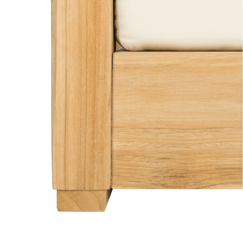 Couture Montford Modern Brazilian Teak Wood Solid Armchair, Natural Teak/Beige. Picture 2