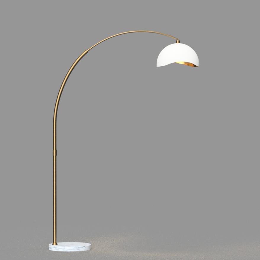 Luna Bella Arc Floor Lamp - 92", Brass, White/Gold Leaf Shade. Picture 2