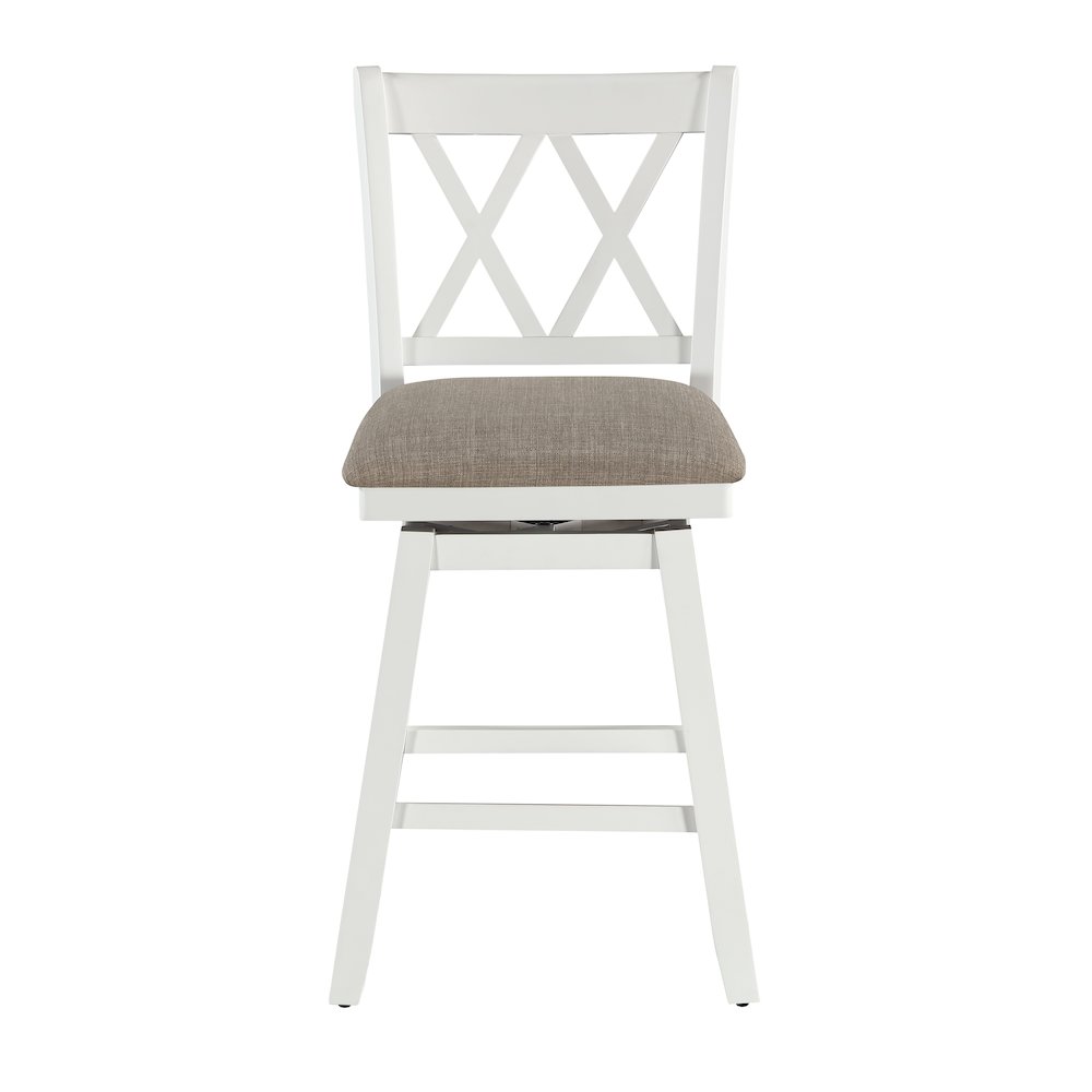 24in Brookline Swivel Barstool Pure White. Picture 1