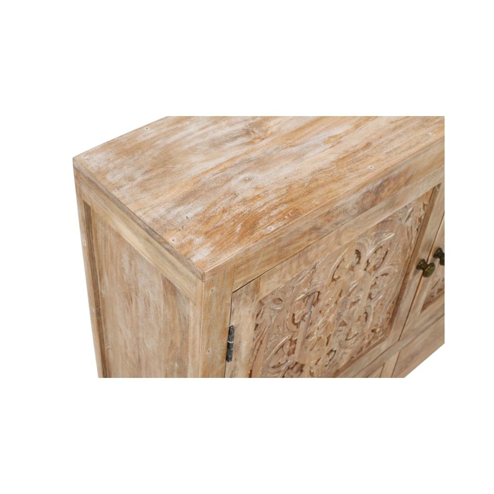 Weatherly 2 Handcarved Doors 2 Drawers Accent Cabinet in Natural. Picture 6