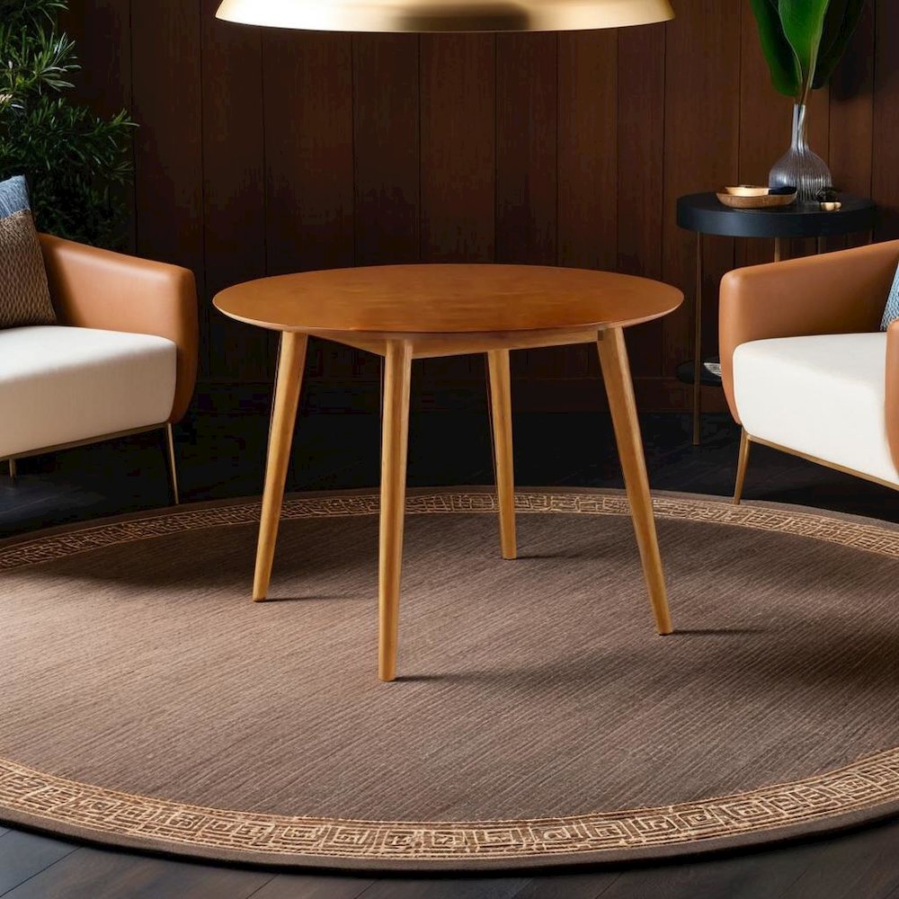 Stylish Round Dining Table in Acorn Finish for Compact Dining Spaces. Picture 4