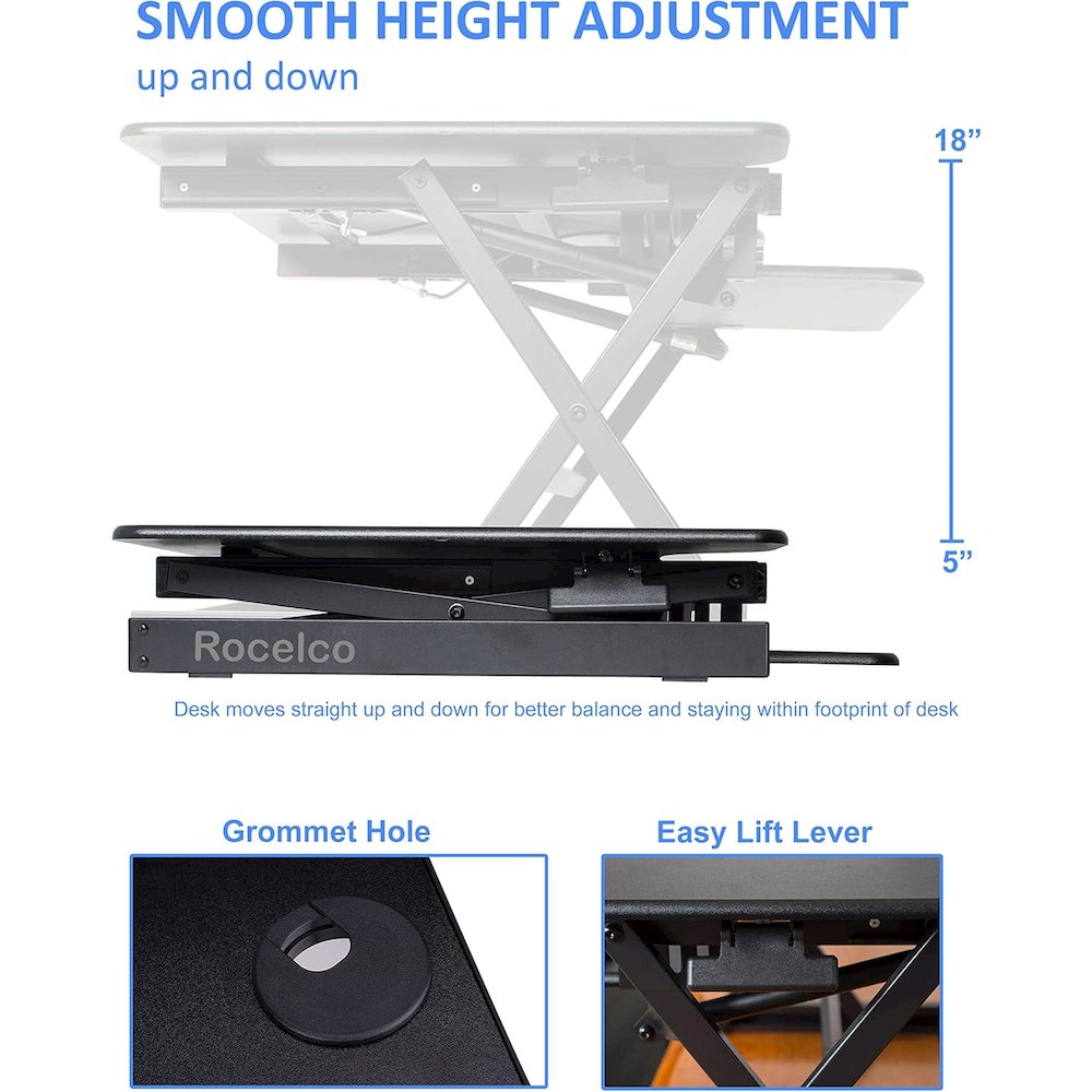 Rocelco 32" Height Adjustable Standing Desk. Picture 3