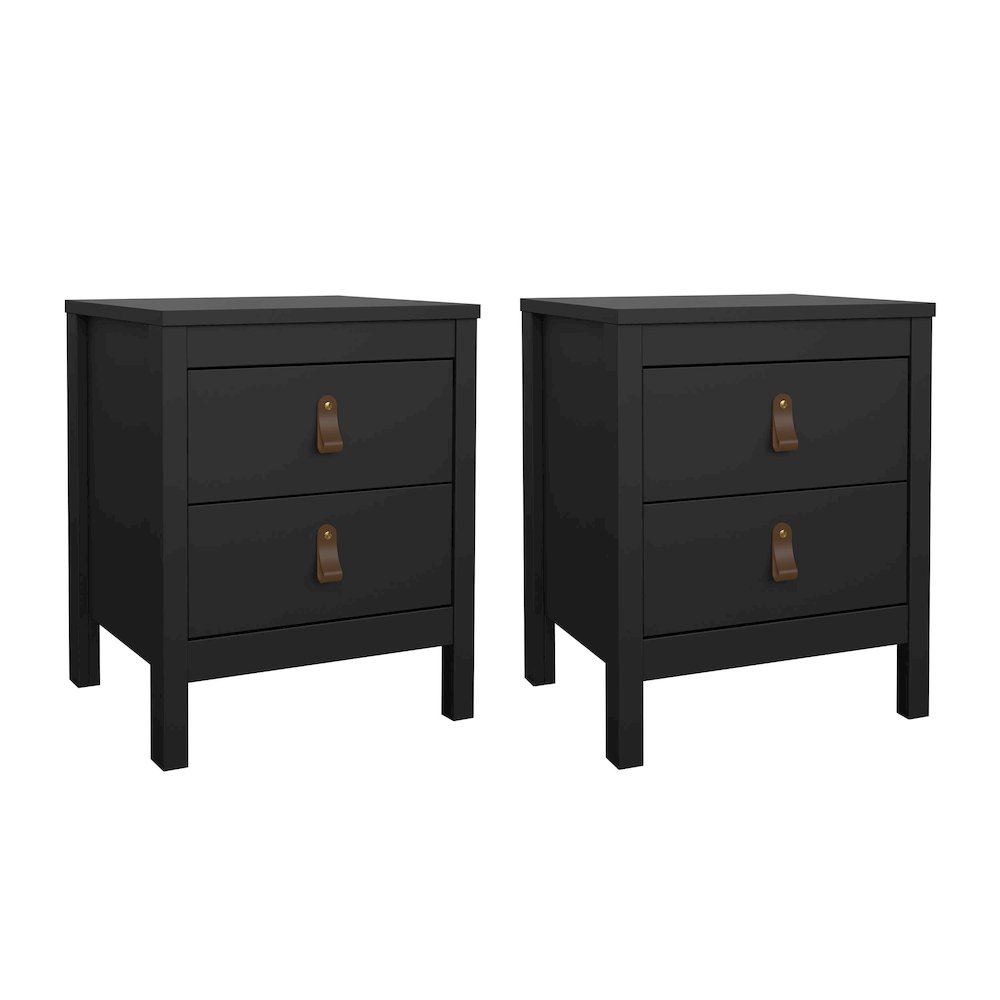 Madrid 2 Drawer Nightstand - Set of 2, Matte Black. Picture 1