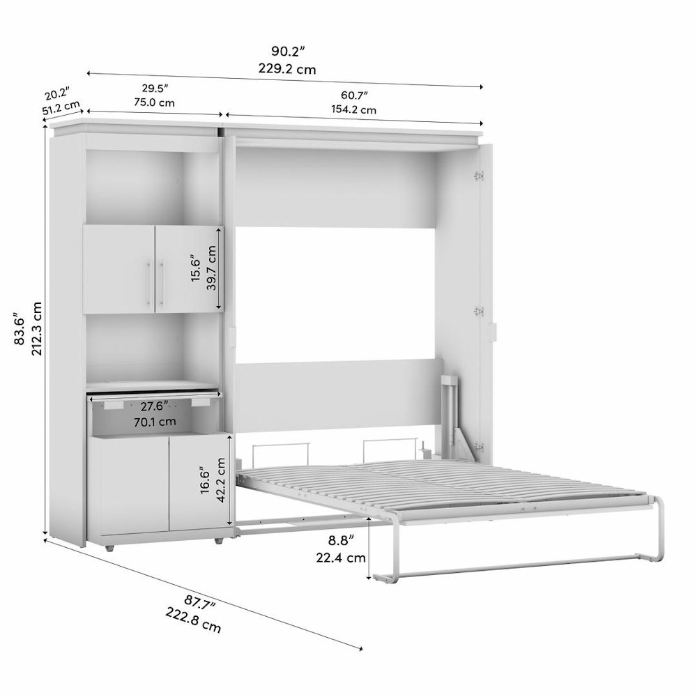 Orion Full Murphy Bed with Storage Cabinet and Fold-Out Desk (91W). Picture 9