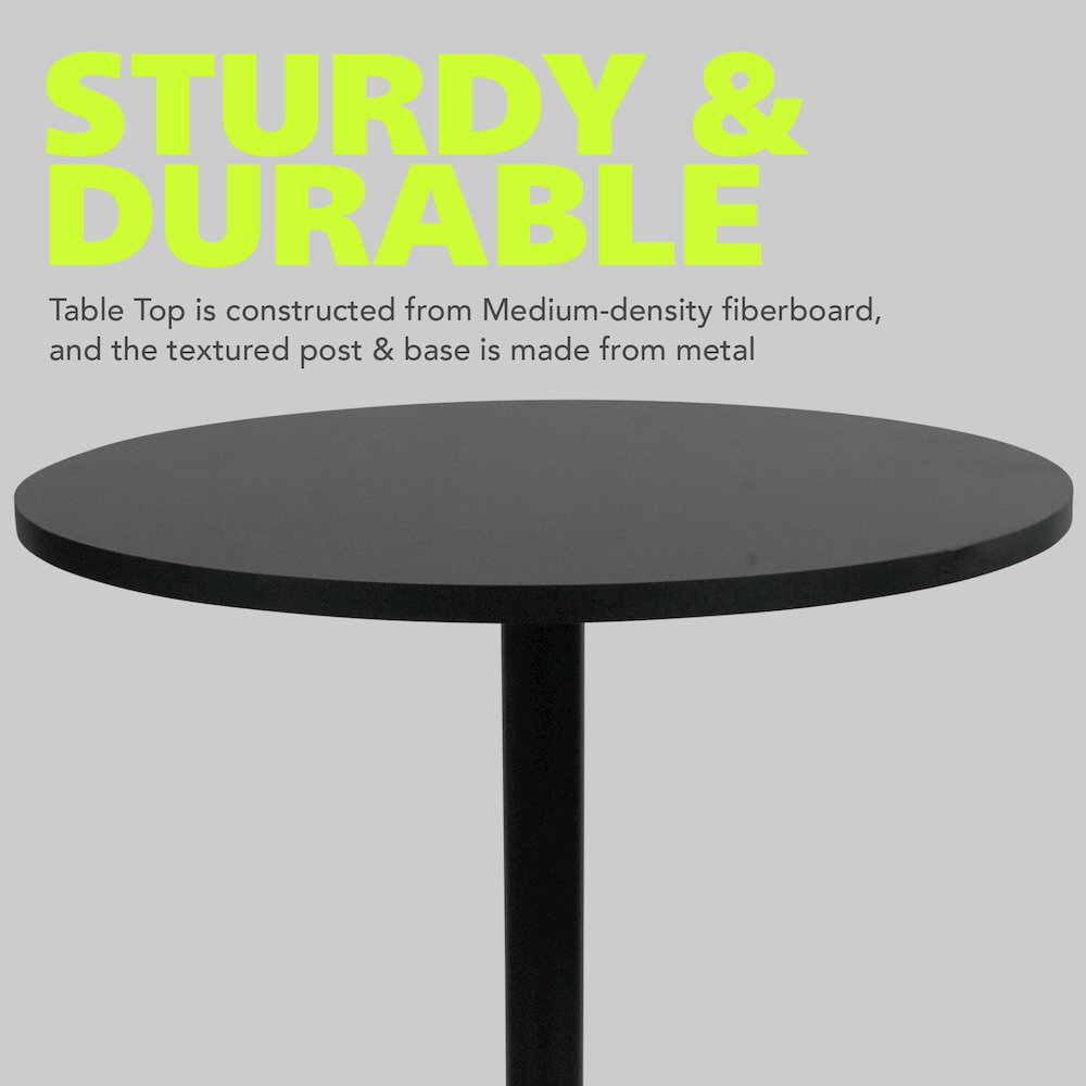 2 Pack Round Bar Height Pub Table, Black, Set of 2. Picture 4
