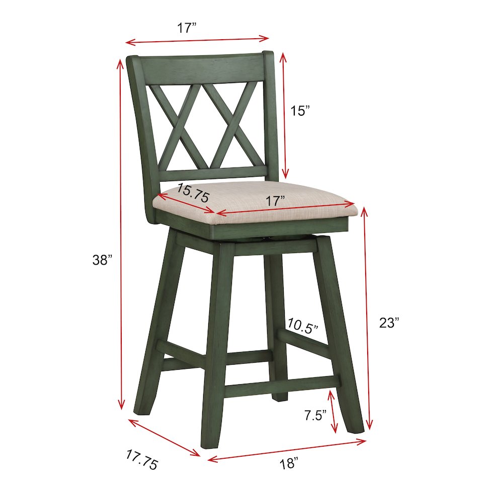 Home 2 Office 24" Brookline Swivel Barstool with Forest Sage Green Finish. Picture 3