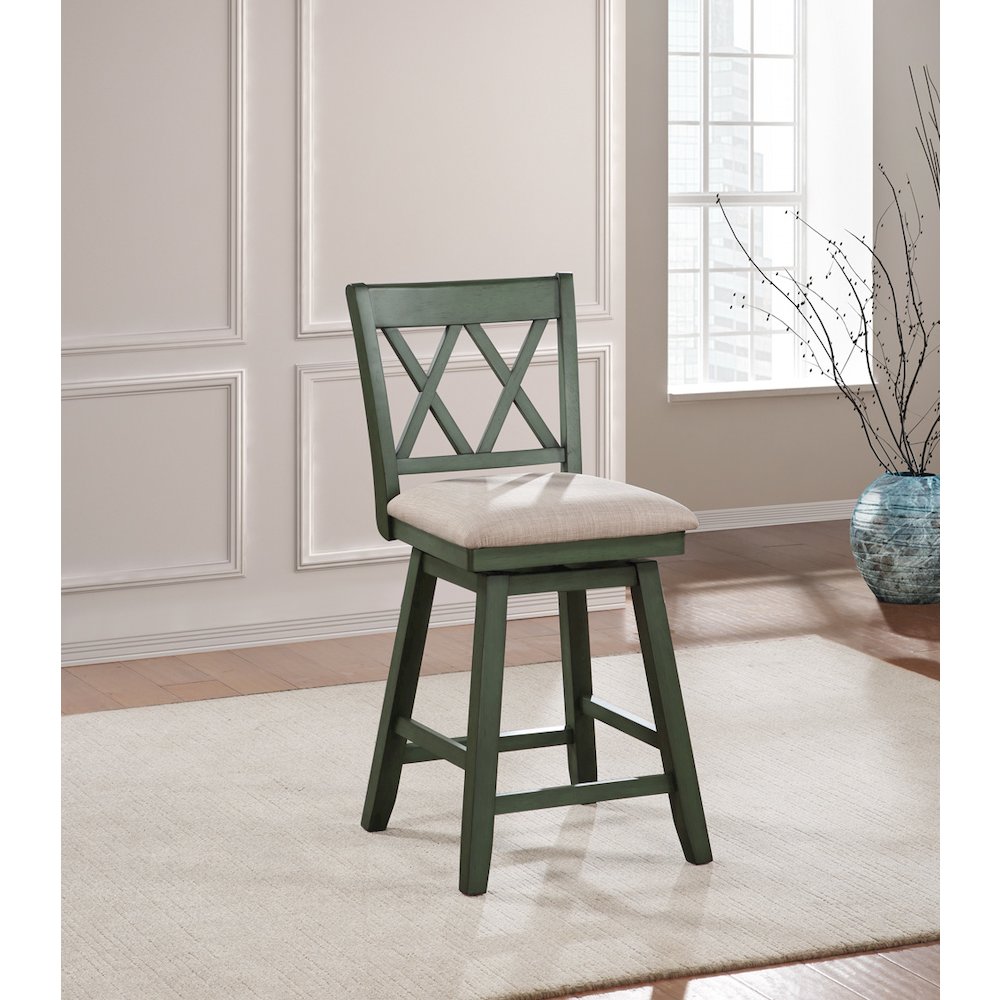 Home 2 Office 24" Brookline Swivel Barstool with Forest Sage Green Finish. Picture 6
