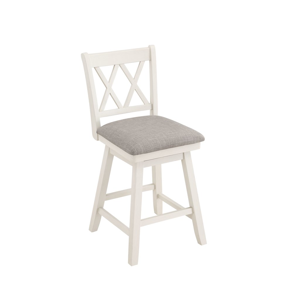Home 2 Office 24" Brookline Swivel Barstool with Distressed Cream/White Wood. Picture 1