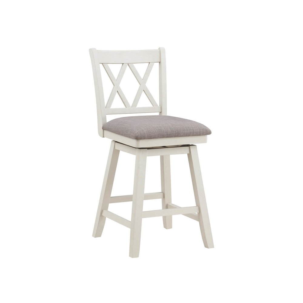 Home 2 Office 24" Brookline Swivel Barstool with Distressed Cream/White Wood. Picture 5